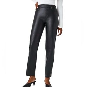 NWT Spanx Women’s Leather Like Slim Straight Leg Pants in Luxe Black Size Large